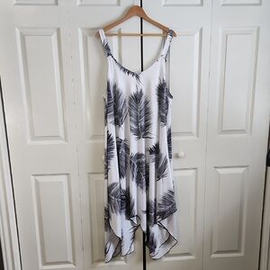 India Boutique Black & White‎ Tropical Asymetric Dress Size 2X Beaded Vacation